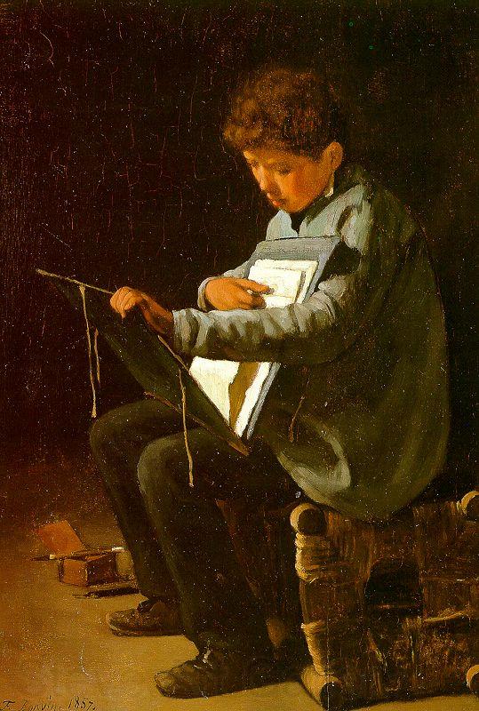 Francois Bonvin Seated Boy with a Portfolio Germany oil painting art